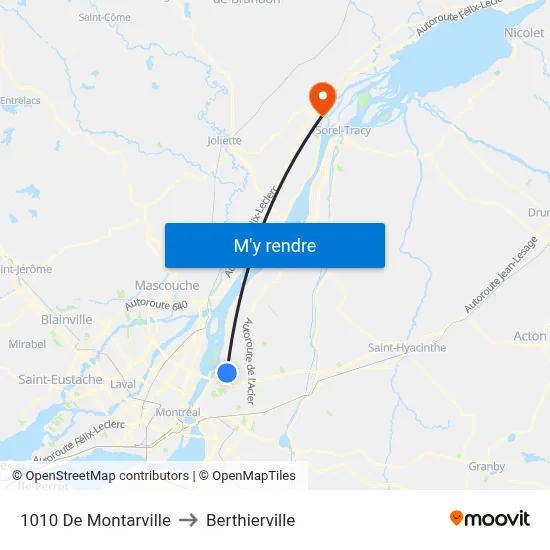 1010 De Montarville to Berthierville map