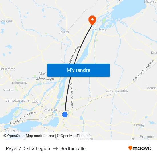 Payer / De La Légion to Berthierville map