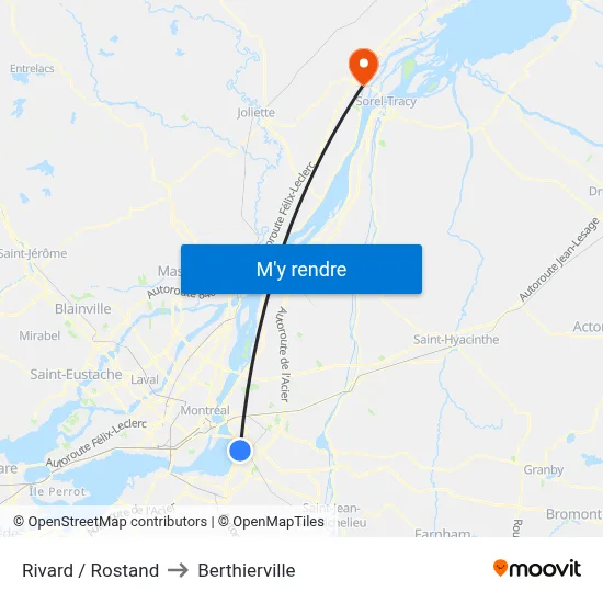Rivard / Rostand to Berthierville map