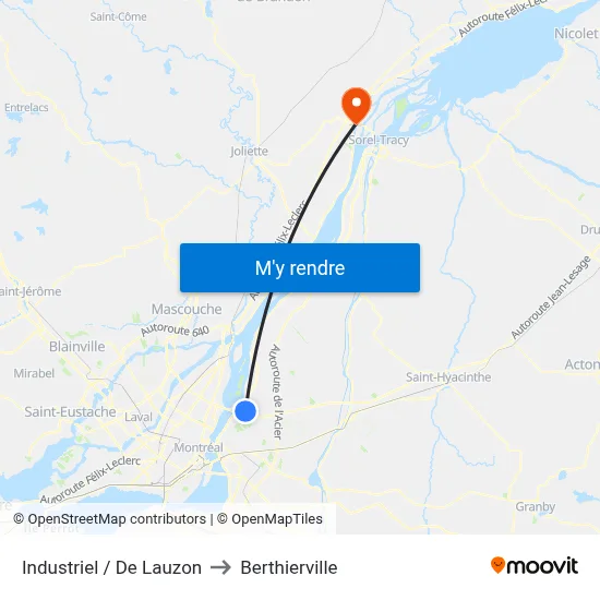 Industriel / De Lauzon to Berthierville map