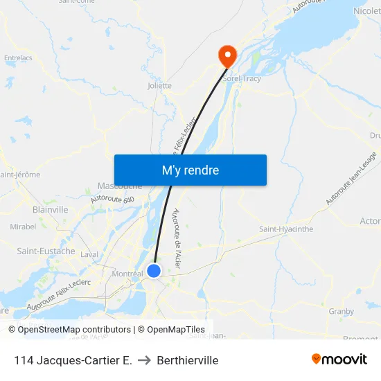 114 Jacques-Cartier E. to Berthierville map