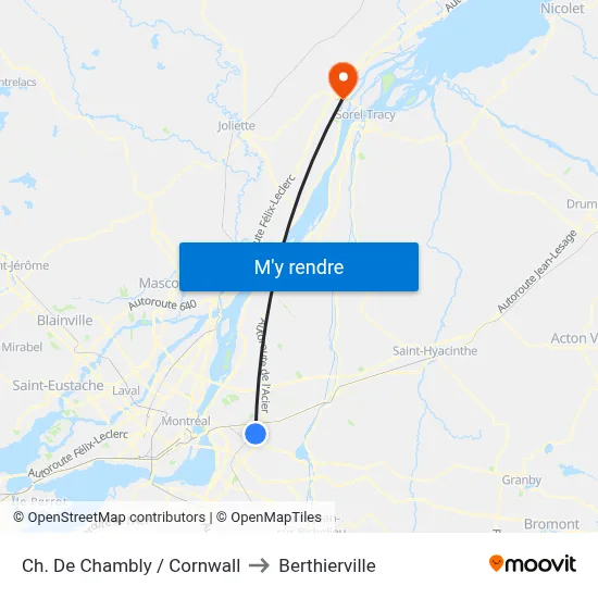 Ch. De Chambly / Cornwall to Berthierville map