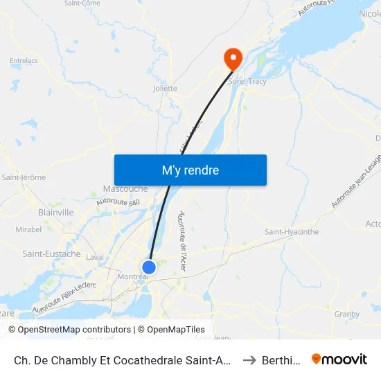 Ch. De Chambly Et Cocathedrale Saint-Antoine-De-Padoue to Berthierville map