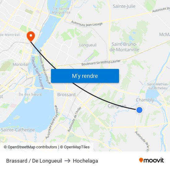 Brassard / De Longueuil to Hochelaga map