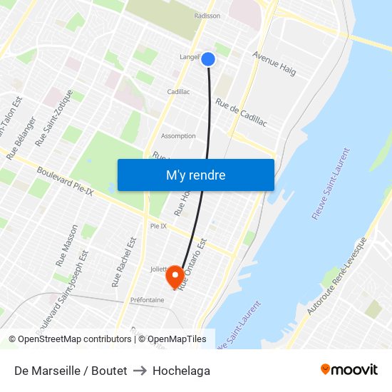 De Marseille / Boutet to Hochelaga map