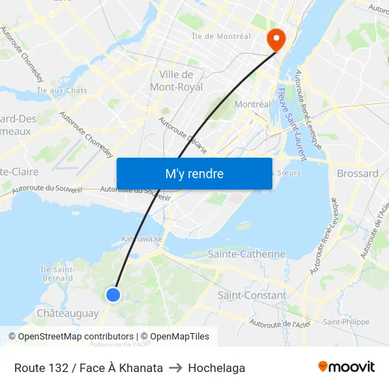 Route 132 / Face À Khanata to Hochelaga map