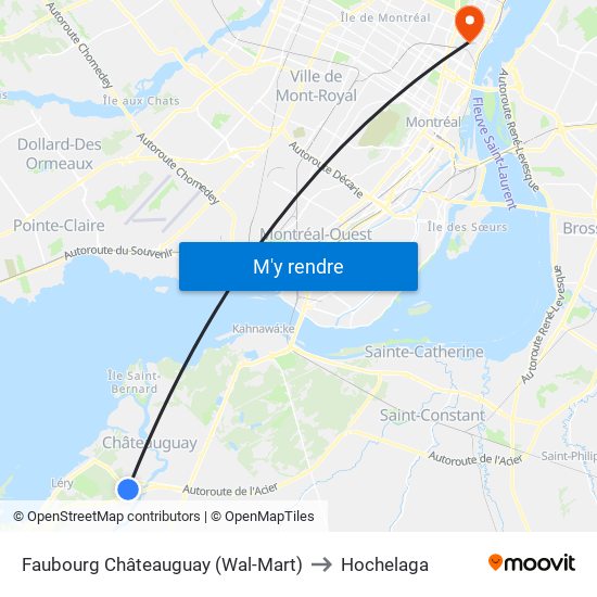 Faubourg Châteauguay (Wal-Mart) to Hochelaga map