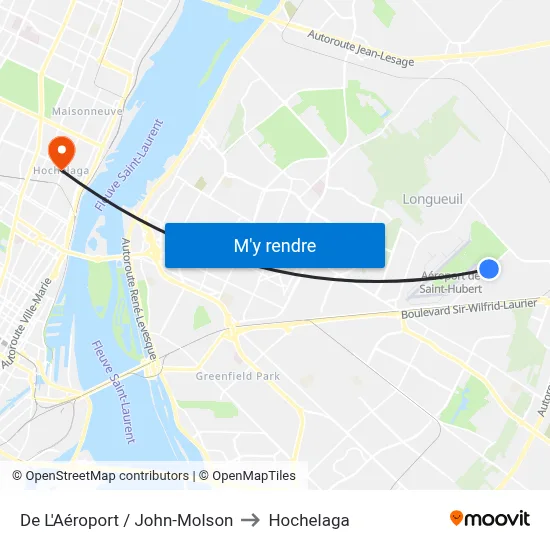 De L'Aéroport / John-Molson to Hochelaga map