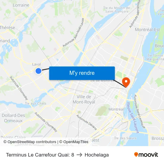 Terminus Le Carrefour Quai: 8 to Hochelaga map