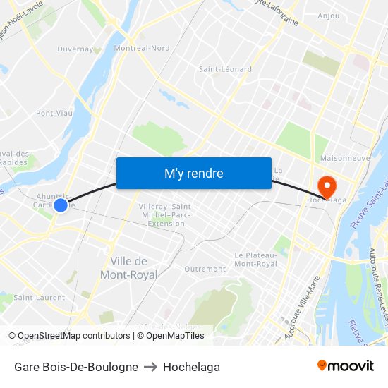 Gare Bois-De-Boulogne to Hochelaga map