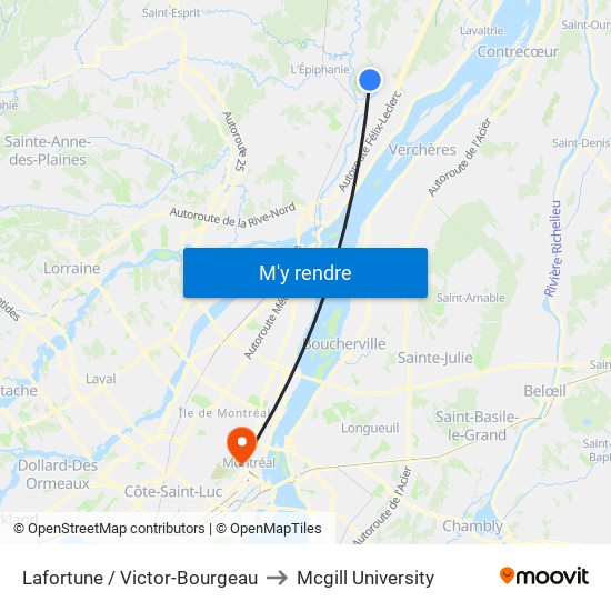 Lafortune / Victor-Bourgeau to Mcgill University map