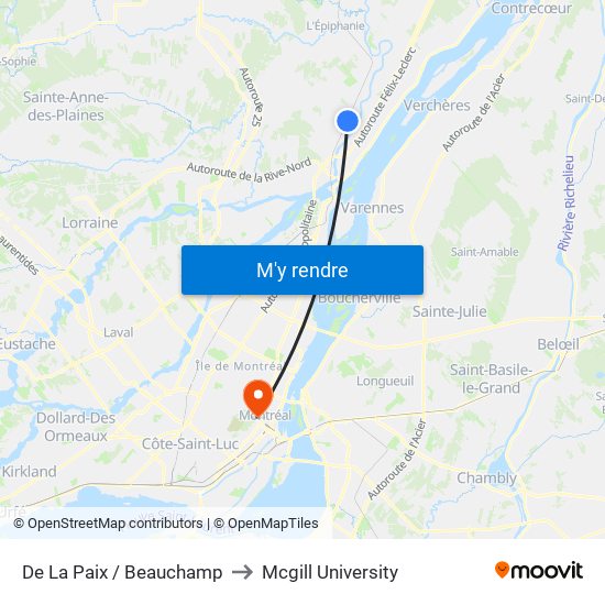 De La Paix / Beauchamp to Mcgill University map