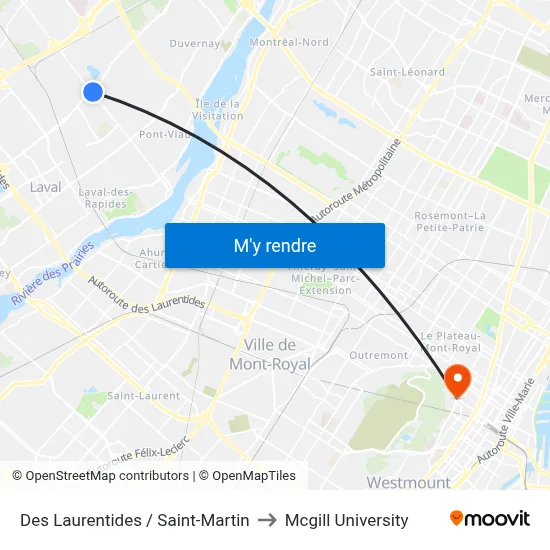 Des Laurentides / Saint-Martin to Mcgill University map