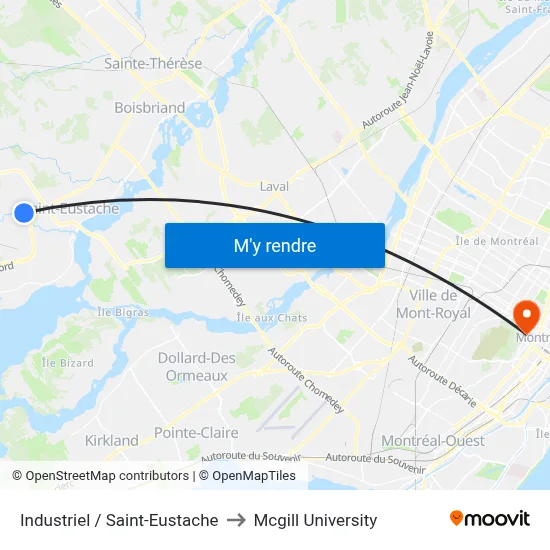 Industriel / Saint-Eustache to Mcgill University map