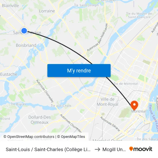 Saint-Louis / Saint-Charles (Collège Lionel-Groulx) - Quai 1 to Mcgill University map
