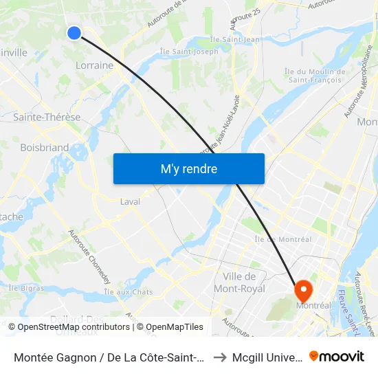 Montée Gagnon / De La Côte-Saint-Louis Est to Mcgill University map
