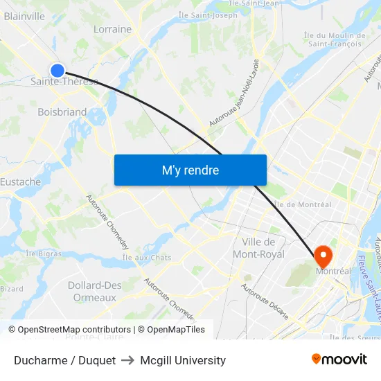 Ducharme / Duquet to Mcgill University map