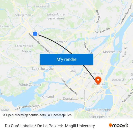 Du Curé-Labelle / De La Paix to Mcgill University map