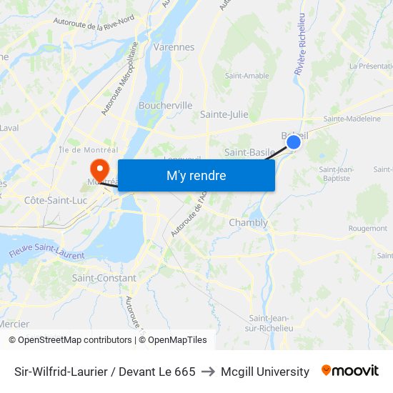 Sir-Wilfrid-Laurier / Devant Le 665 to Mcgill University map