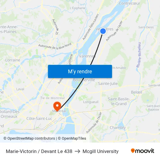 Marie-Victorin / Devant Le 438 to Mcgill University map