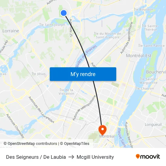 Des Seigneurs / De Laubia to Mcgill University map