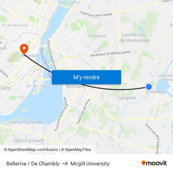 Bellerive / De Chambly to Mcgill University map