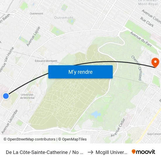 De La Côte-Sainte-Catherine / No 3200 to Mcgill University map