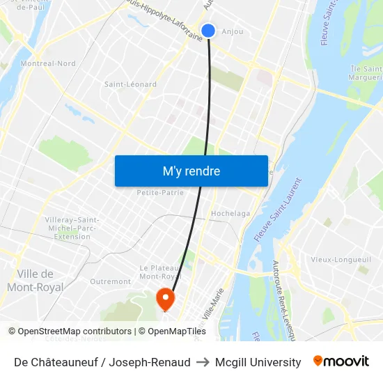 De Châteauneuf / Joseph-Renaud to Mcgill University map
