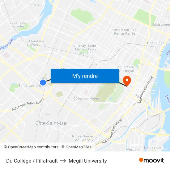 Du Collège / Filiatrault to Mcgill University map