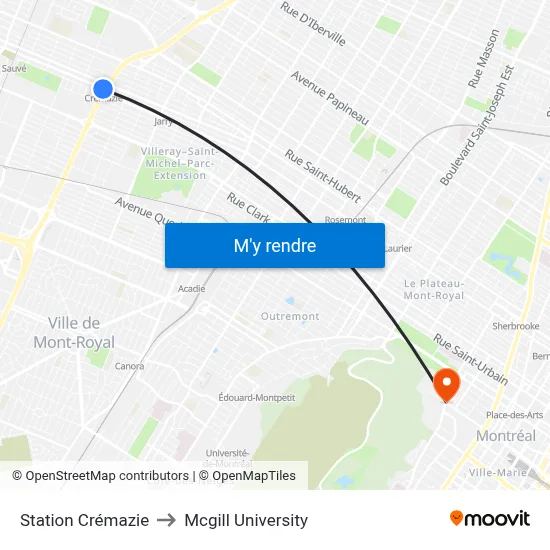 Station Crémazie to Mcgill University map