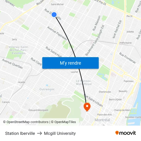 Station Iberville to Mcgill University map