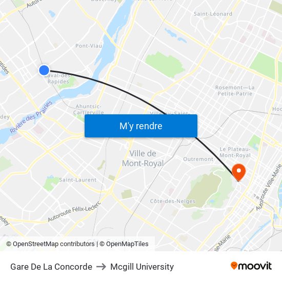 Gare De La Concorde to Mcgill University map