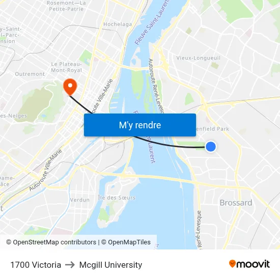 1700 Victoria to Mcgill University map