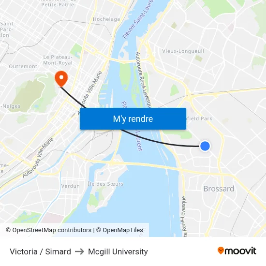Victoria / Simard to Mcgill University map