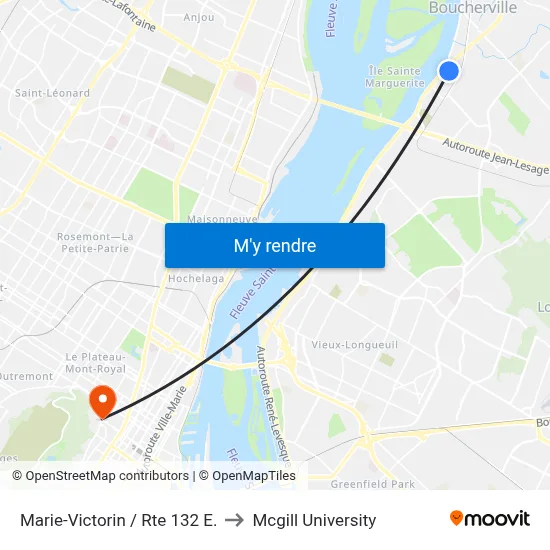 Marie-Victorin / Rte 132 E. to Mcgill University map