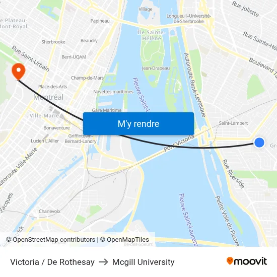 Victoria / De Rothesay to Mcgill University map