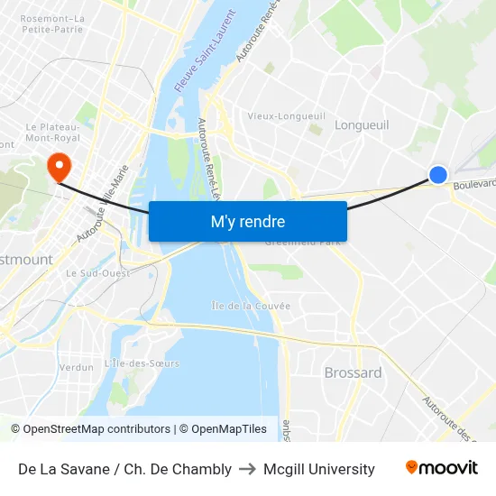 De La Savane / Ch. De Chambly to Mcgill University map