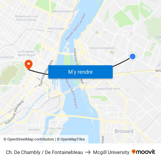 Ch. De Chambly / De Fontainebleau to Mcgill University map