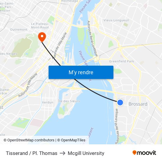 Tisserand / Pl. Thomas to Mcgill University map