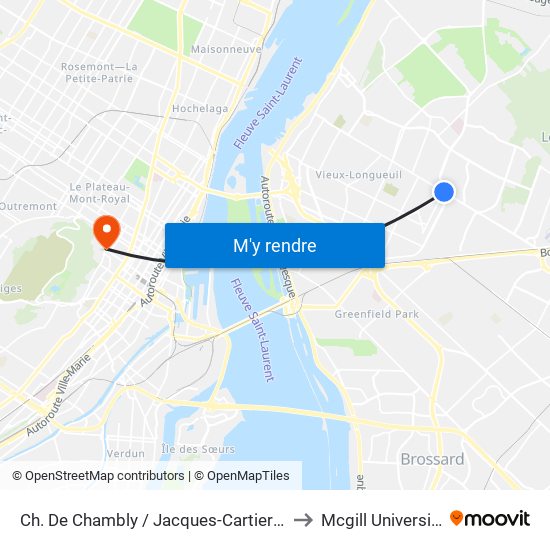 Ch. De Chambly / Jacques-Cartier E. to Mcgill University map
