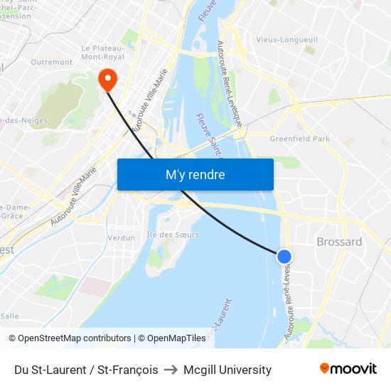 Du St-Laurent / St-François to Mcgill University map