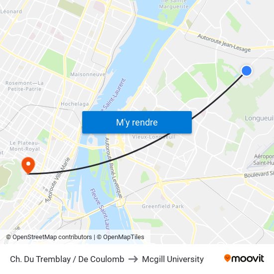 Ch. Du Tremblay / De Coulomb to Mcgill University map