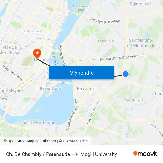 Ch. De Chambly / Patenaude to Mcgill University map