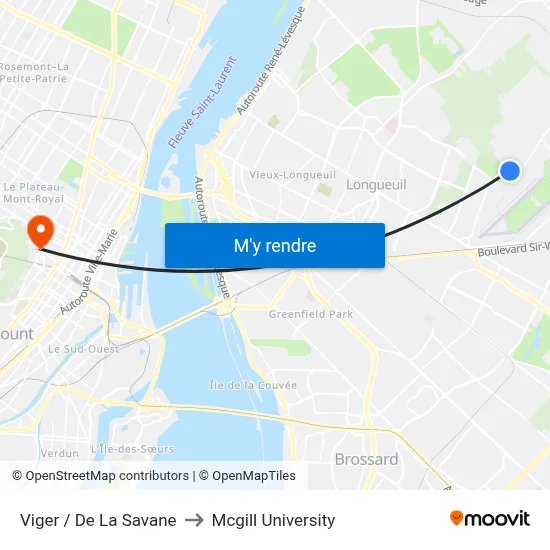 Viger / De La Savane to Mcgill University map