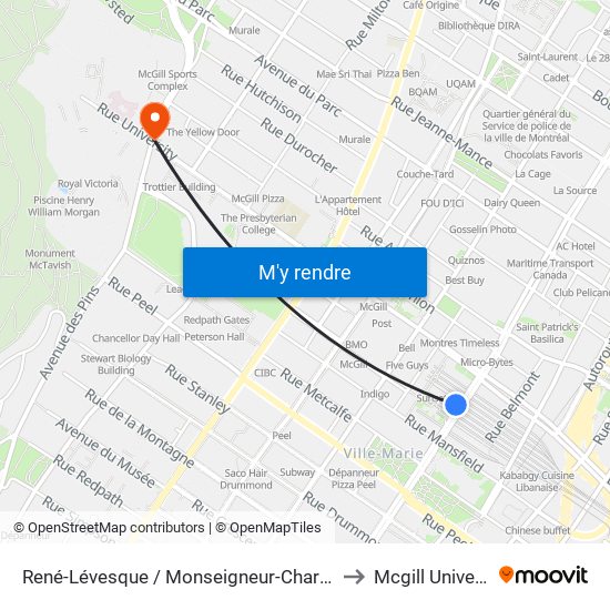 René-Lévesque / Monseigneur-Charbonneau to Mcgill University map