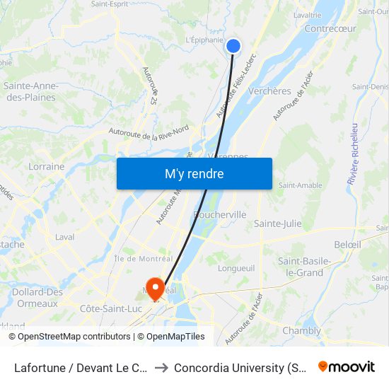 Lafortune / Devant Le Civique 1063 to Concordia University (Sgw Campus) map