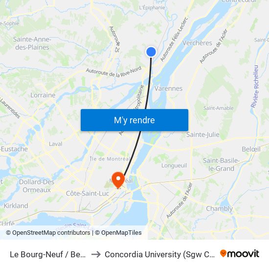 Le Bourg-Neuf / Bertrand to Concordia University (Sgw Campus) map