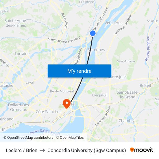 Leclerc / Brien to Concordia University (Sgw Campus) map