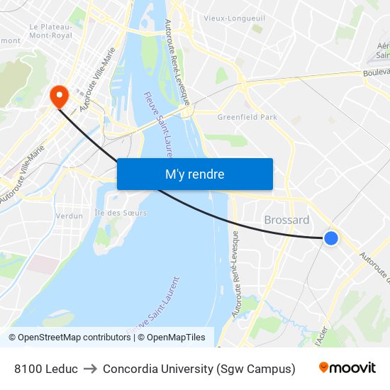 8100 Leduc to Concordia University (Sgw Campus) map