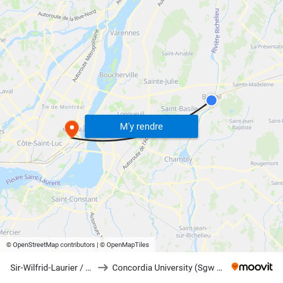 Sir-Wilfrid-Laurier / Laurier to Concordia University (Sgw Campus) map